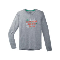 Brooks Men's Run Merry Distance Longsleeve - Heather Ash/Run Merry (211404047) -BROOKS Store 211404 047 LF Run Merry Distance Graphic LS