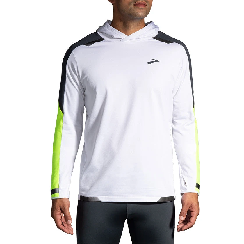 Brooks Men's Run Visible Thermal Hoodie - White/Asphalt/Nightlife (211411134) 3 Brooks Men's Run Visible Thermal Hoodie - White/Asphalt/Nightlife (211411134)