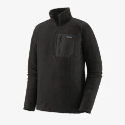 Patagonia Men's R1 Air Zip Neck - Black (40245BLK) -BROOKS Store 40245 BLK