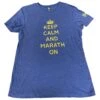Marathon Sports Women's Keep Calm T-Shirt - Blue/Yellow -BROOKS Store KeepCalmandMarathon